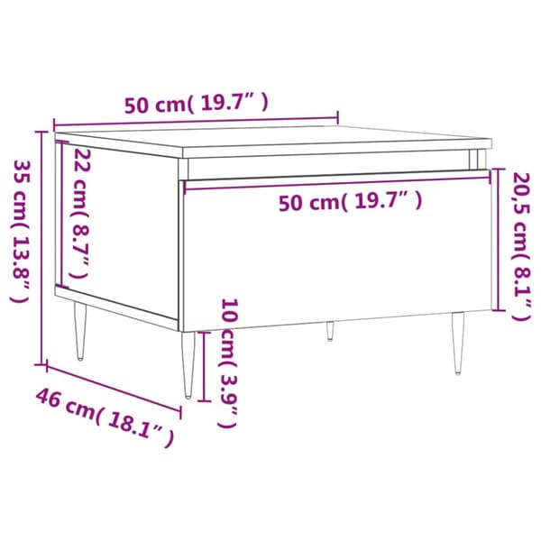vidaXL sofabord 50x46x35 cm konstrueret træ hvid