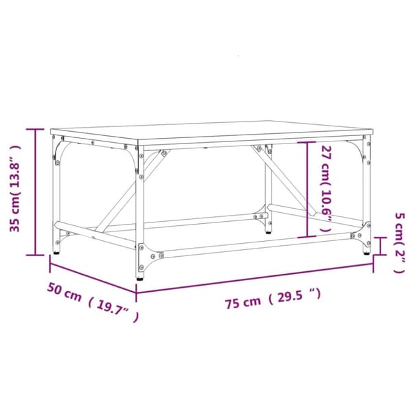 vidaXL sofabord 75x50x35 cm konstrueret træ sort