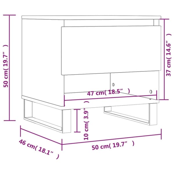 vidaXL Salongbord svart 50x46x50 cm konstruert tre