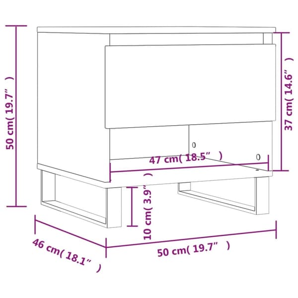 vidaXL Soffbord vit 50x46x50 cm konstruerat trä