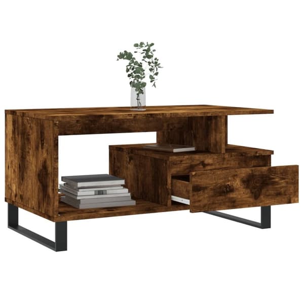 vidaXL sofabord 90x49x45 cm konstrueret træ røget egetræsfarve