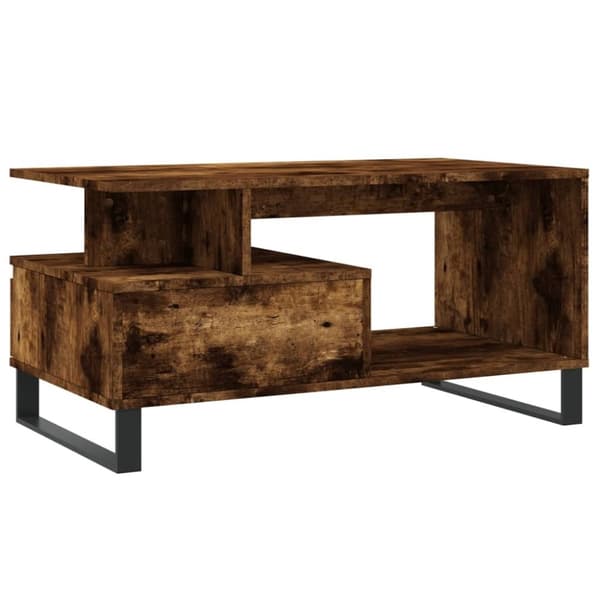 vidaXL sofabord 90x49x45 cm konstrueret træ røget egetræsfarve