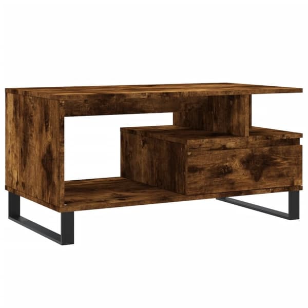 vidaXL sofabord 90x49x45 cm konstrueret træ røget egetræsfarve