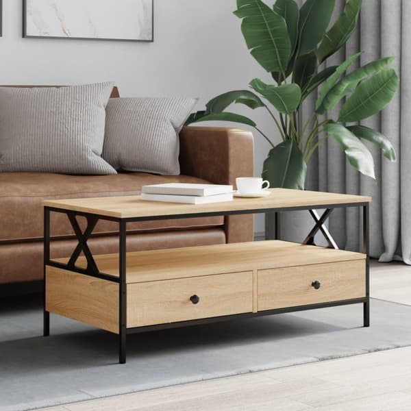 vidaXL sofabord 100x51x45 cm konstrueret træ sonoma-eg