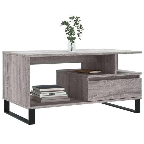 vidaXL Salongbord grå sonoma 90x49x45 cm konstruert tre