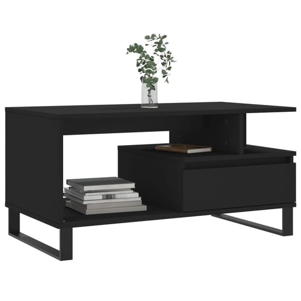 vidaXL sofabord 90x49x45 cm konstrueret træ sort