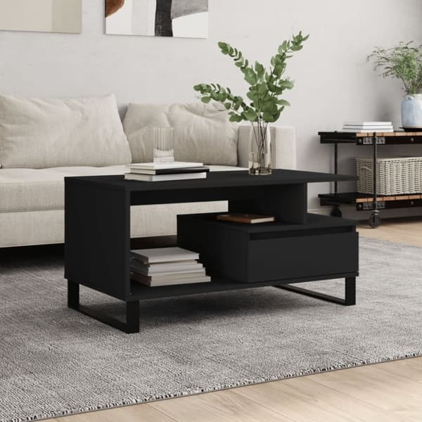 vidaXL sofabord 90x49x45 cm konstrueret træ sort