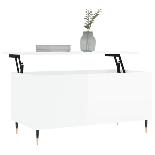 vidaXL sofabord 90x44,5x45 cm konstrueret træ hvid højglans