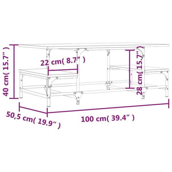 vidaXL sofabord 100x50,5x40 cm konstrueret træ røget egetræsfarve