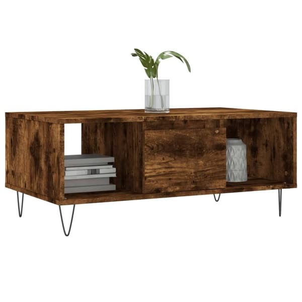 vidaXL Salongbord røkt eik 90x50x36,5 cm konstruert tre