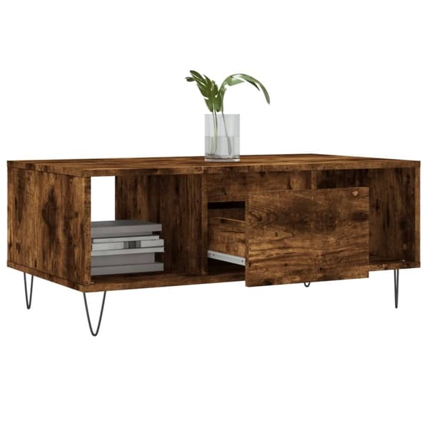 vidaXL Salongbord røkt eik 90x50x36,5 cm konstruert tre