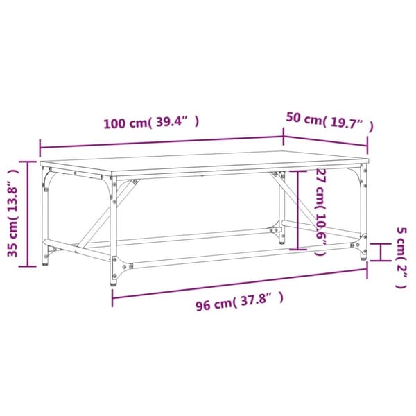 vidaXL sofabord 100x50x35 cm konstrueret træ sonoma-eg