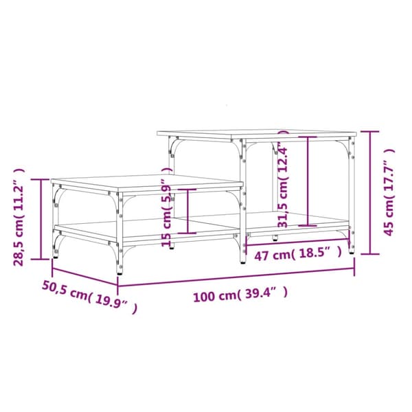 vidaXL sofabord 100x50,5x45 cm konstrueret træ brun egetræsfarve