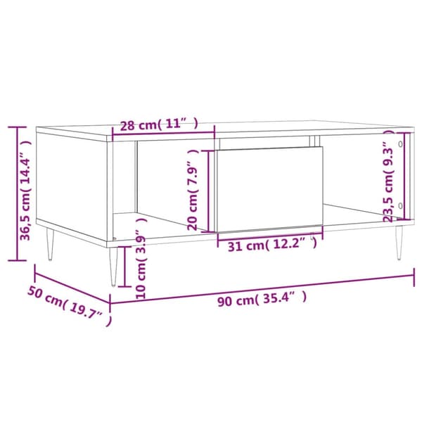 vidaXL sofabord 90x50x36,5 cm konstrueret træ røget egetræsfarve