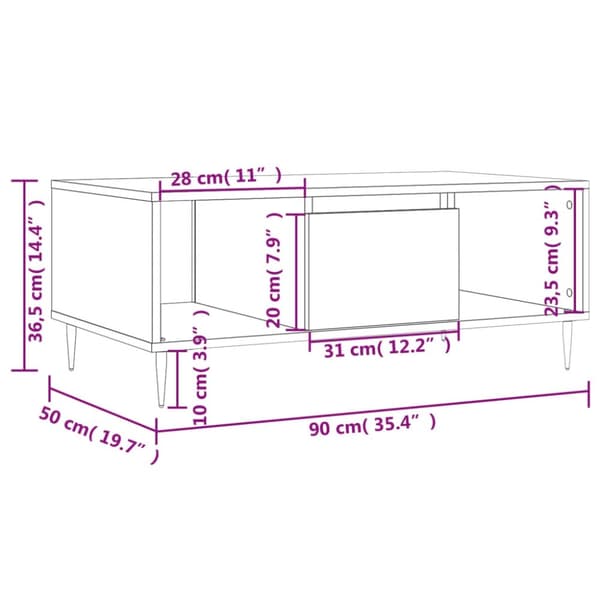 vidaXL sofabord 90x50x36,5 cm konstrueret træ grå sonoma-eg