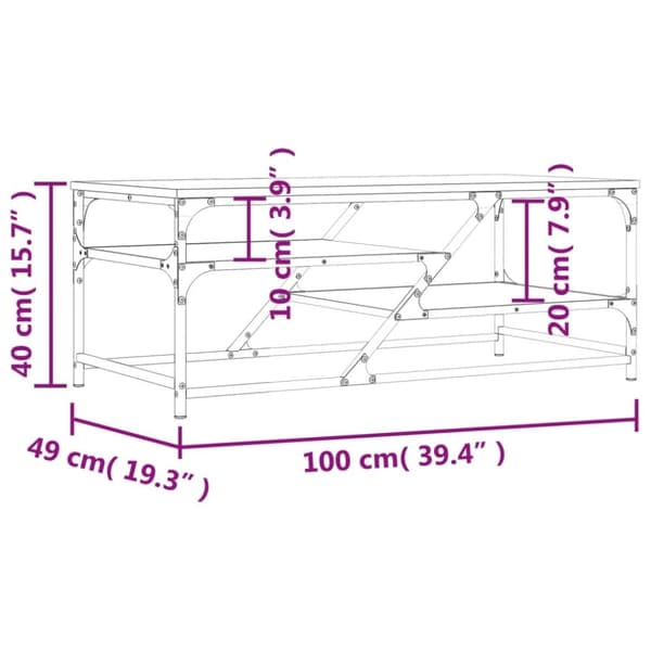 vidaXL sofabord 100x49x40 cm konstrueret træ sort