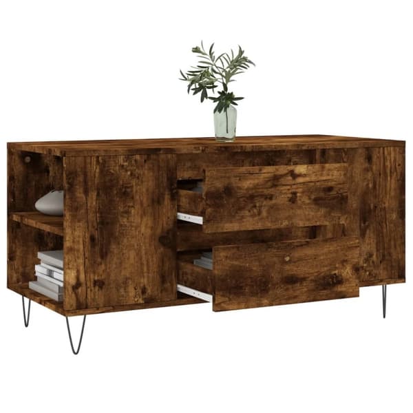 vidaXL sofabord 102x44,5x50 cm konstrueret træ røget egetræsfarve