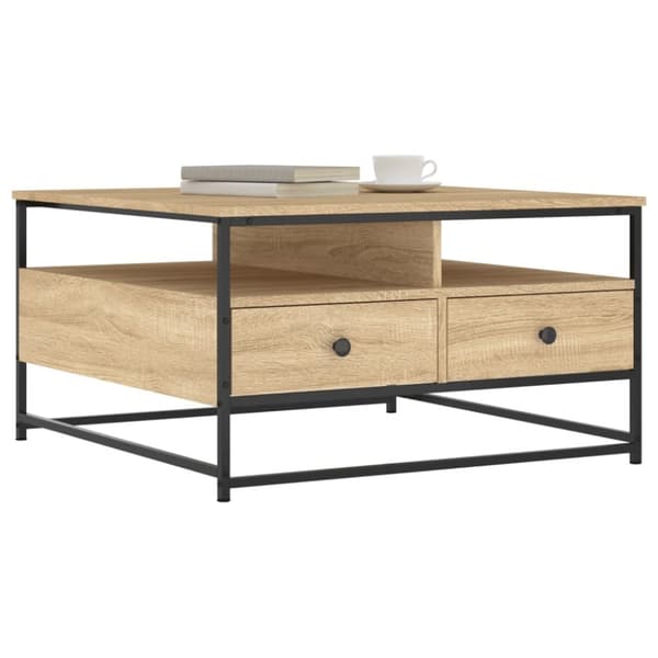 vidaXL Soffbord sonoma-ek 80x80x45 cm konstruerat trä