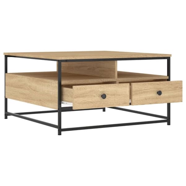 vidaXL Soffbord sonoma-ek 80x80x45 cm konstruerat trä