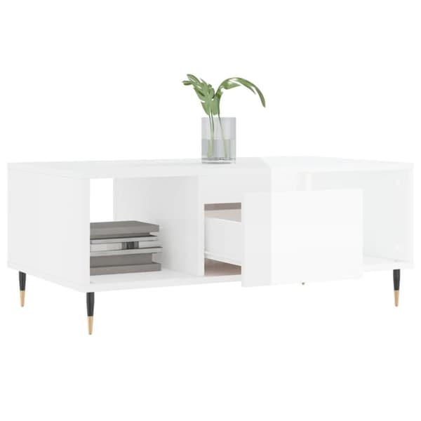 vidaXL Salongbord høyglans hvit 90x50x36,5 cm konstruert tre