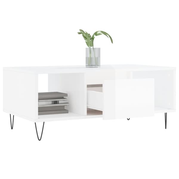 vidaXL Soffbord vit högglans 90x50x36,5 cm konstruerat trä