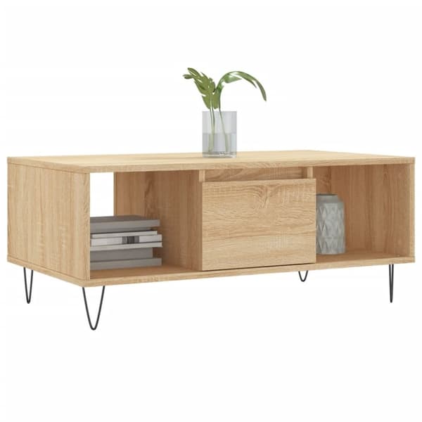 vidaXL sofabord 90x50x36,5 cm konstrueret træ sonoma-eg