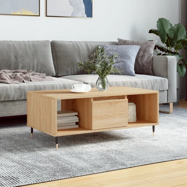 vidaXL sofabord 90x50x36,5 cm konstrueret træ sonoma-eg