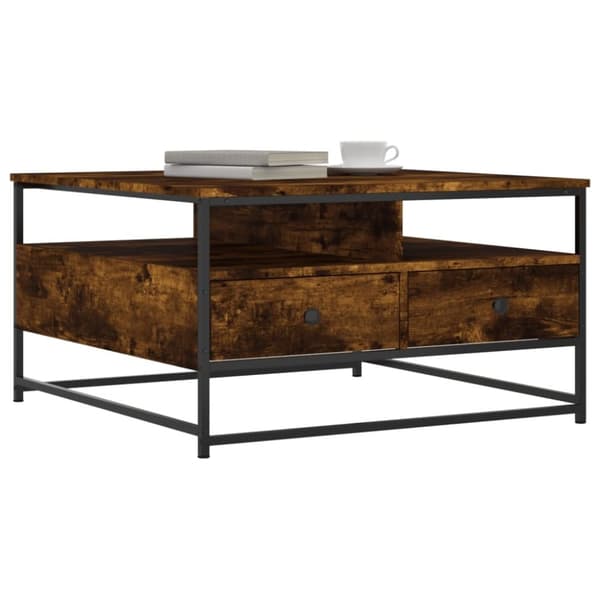 vidaXL sofabord 80x80x45 cm konstrueret træ røget egetræsfarve