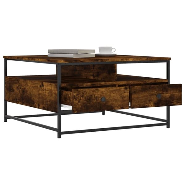 vidaXL sofabord 80x80x45 cm konstrueret træ røget egetræsfarve