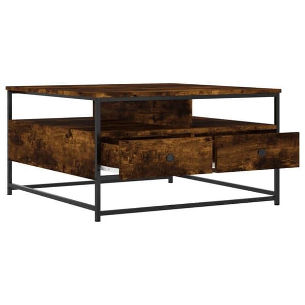 vidaXL sofabord 80x80x45 cm konstrueret træ røget egetræsfarve