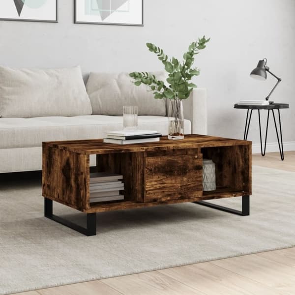 vidaXL sofabord 90x50x36,5 cm konstrueret træ røget egetræsfarve