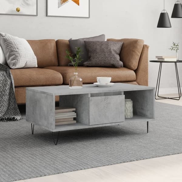 vidaXL Sohvapöytä betoninharmaa 90x50x36,5 cm tekninen puu
