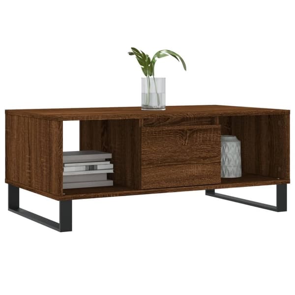 vidaXL sofabord 90x50x36,5 cm konstrueret træ brun egetræsfarve