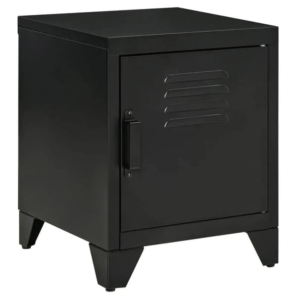 Rootz sengebord - Natskab - Soveværelses sidebord med justerbar hyldedør - Natbord - Industrielt design - Metal - Sort - 50 x 40 x 47,5 cm