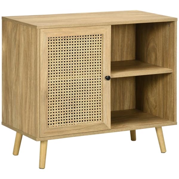 Rootz skænk - Buffet - 2 hylder - 2-lags skabsrum - Naturligt trælook - 80 x 39 x 70 cm
