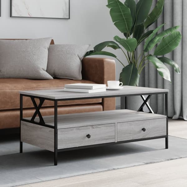 vidaXL sofabord 100x51x45 cm konstrueret træ grå sonoma-eg