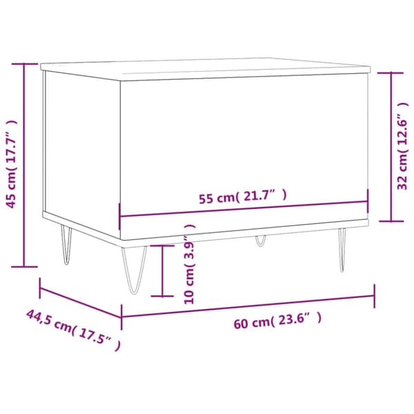 vidaXL Salongbord røkt eik 60x44,5x45 cm konstruert tre