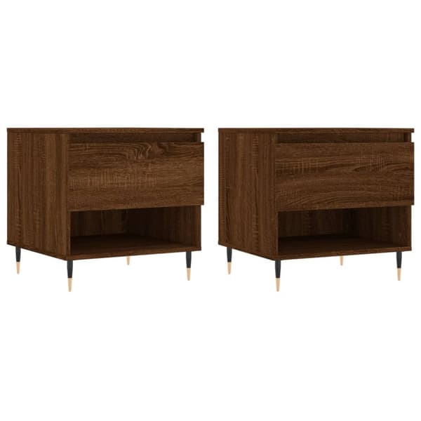 vidaXL sofaborde 2 stk. 50x46x50 cm konstrueret træ brun egetræsfarve