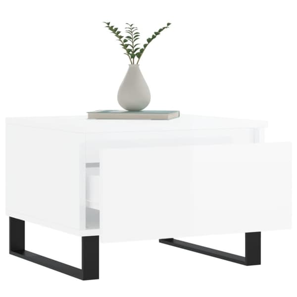 vidaXL sofaborde 2 stk. 50x46x35 cm konstrueret træ hvid højglans