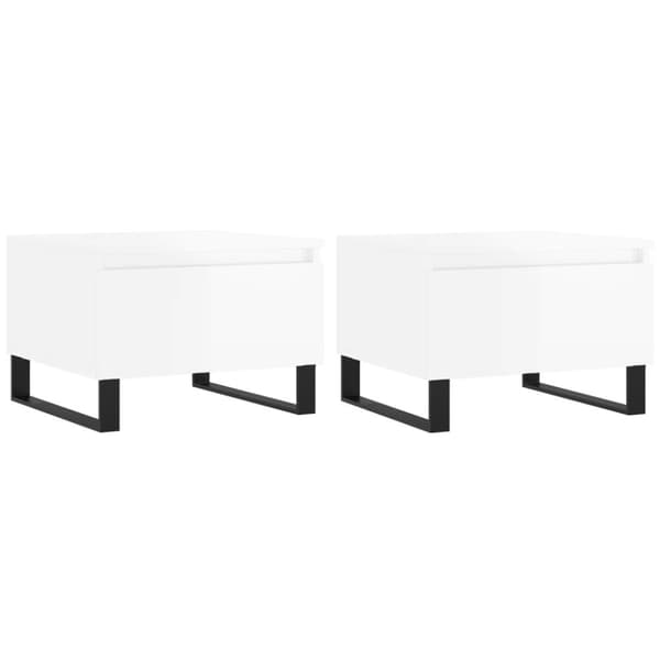 vidaXL sofaborde 2 stk. 50x46x35 cm konstrueret træ hvid højglans