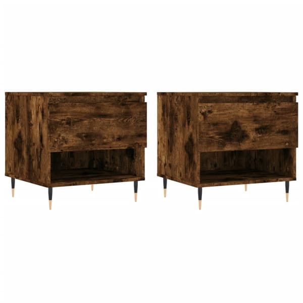 vidaXL sofaborde 2 stk. 50x46x50 cm konstrueret træ røget egetræsfarve