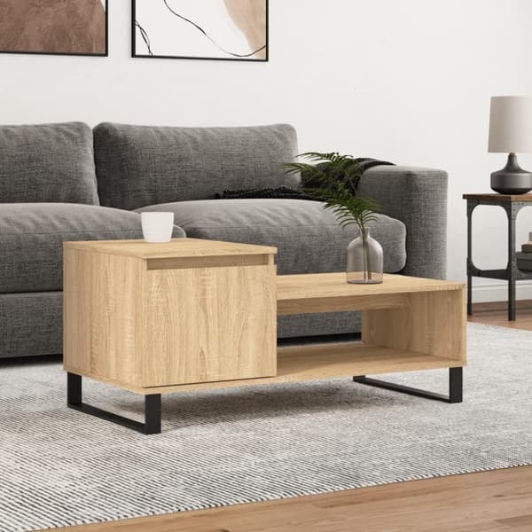 vidaXL Soffbord sonoma-ek 100x50x45 cm konstruerat trä