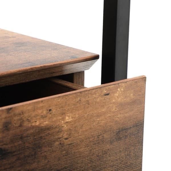 Rootz Sidebord - Industrielt design Sidebord - Lavet af glas - Firkantet Accent Bord - Sengebord - Dekorativt sidestativ - Stue Endebord - Spånplade -