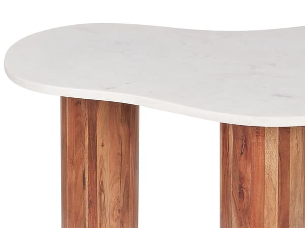 Sofabord Hvid Marmor Ovalt Bord med Søjleben til Sofa Stue Tilbehør Design