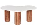 Miniatyrbillede 1 af 6: Sofabord Hvid Marmor Ovalt Bord med Søjleben til Sofa Stue Tilbehør Design