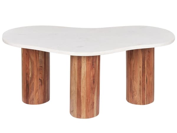 Sofabord Hvid Marmor Ovalt Bord med Søjleben til Sofa Stue Tilbehør Design