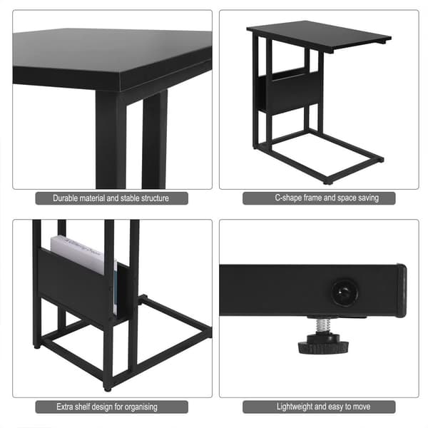 Rootz Soffbord - Sidobord - Avslutsbord - Loungebord - Vardagsbord - Accentbord - Svart - 55x36x59,5cm