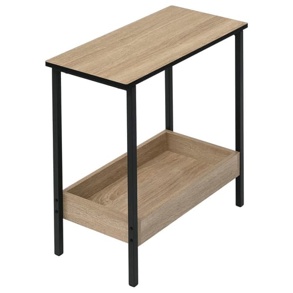 Rootz-sivupöytä - Kahviteline - Olohuoneen aksentti - Säilytyspöytä - Esittelytaso - Olohuoneen kalusteet - Vaalea tammi + musta - 50x55x25 cm