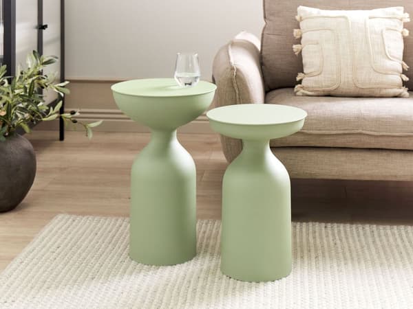 Sidebord Grøn Metal ø 36 cm Rundt Hjørnebord Mat Finish til Sofa Tilbehør Kaffebord Design