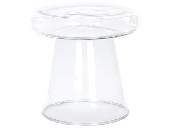 Sidebord Glas ø 39 cm Rundt Hjørnebord Gennemsigtig til Sofa Tilbehør Kaffebord Design